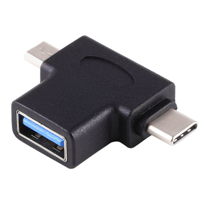 Multi-function USB 3.0 Female & USB-C / Type-C Male & Micro USB Male T-shape OTG Adapter - OTG Adapter by buy2fix | Online Shopping UK | buy2fix