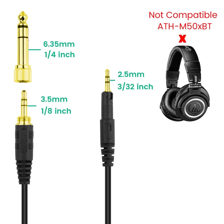 ZS0088 For Audio-Technica ATH-M50X / ATH-M40X Spring Headset Audio Cable, Cable Length: 1.4m-3m - Headset Accessories by buy2fix | Online Shopping UK | buy2fix