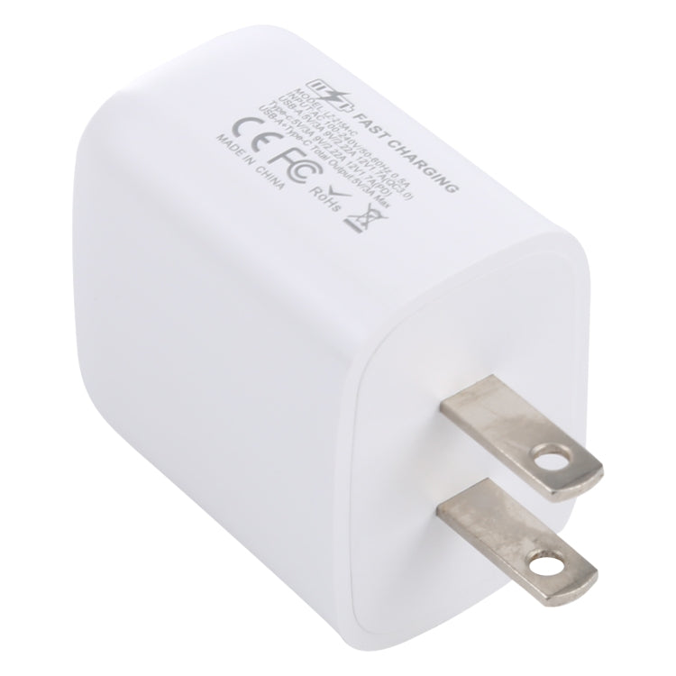 LZ-215A+C 20W QC 3.0 USB + PD 3.0 USB-C / Type-C Fast Charging Travel Charger, US Plug - USB Charger by buy2fix | Online Shopping UK | buy2fix