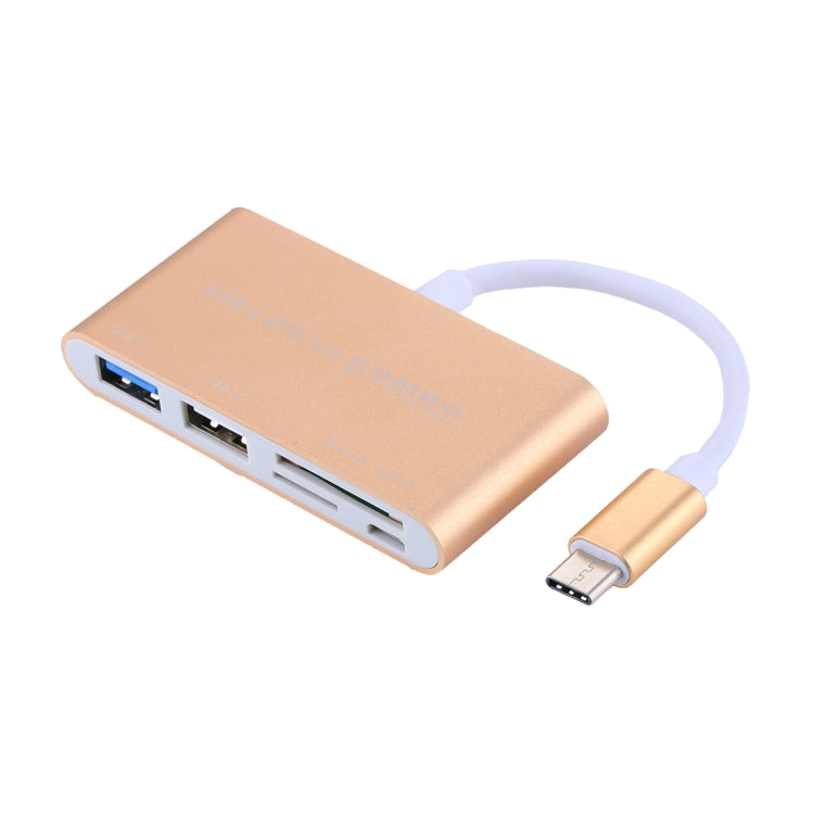 5 in 1 Micro SD + SD + USB 3.0 + USB 2.0 + Micro USB Port to USB-C / Type-C OTG COMBO Adapter Card Reader for Tablet, Smartphone, PC(Gold) - Computer & Networking by buy2fix | Online Shopping UK | buy2fix