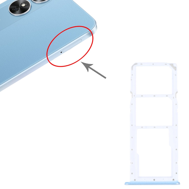 For OPPO A17 SIM Card Tray + SIM Card Tray + Micro SD Card Tray (Blue) - Card Socket by buy2fix | Online Shopping UK | buy2fix
