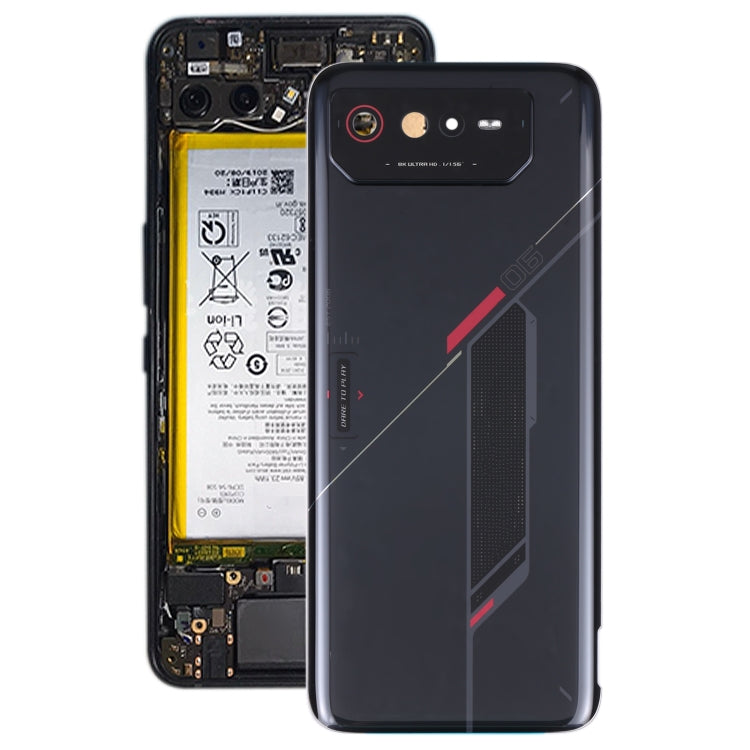 Glass Battery Back Cover for Asus ROG Phone 6 AI2201-C AI2201-F(Black) - Repair & Spare Parts by buy2fix | Online Shopping UK | buy2fix