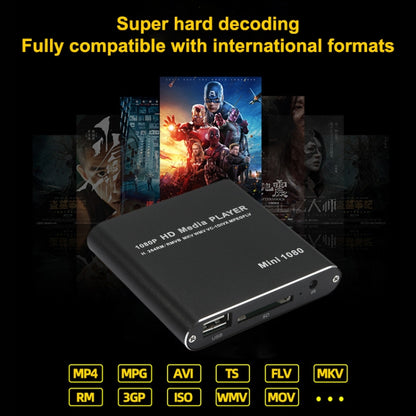 MINI 1080P Full HD Media USB HDD SD/MMC Card Player Box, EU Plug(Black) - Consumer Electronics by buy2fix | Online Shopping UK | buy2fix