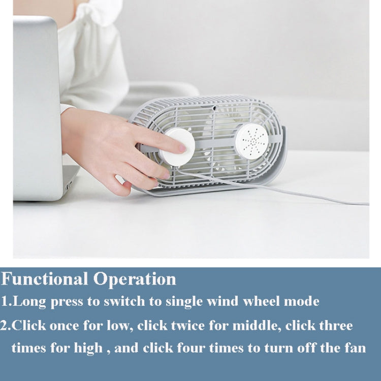 Small Bean Desktop Desktop Double Leaf Usb Mini Fan(Gray) - Consumer Electronics by buy2fix | Online Shopping UK | buy2fix