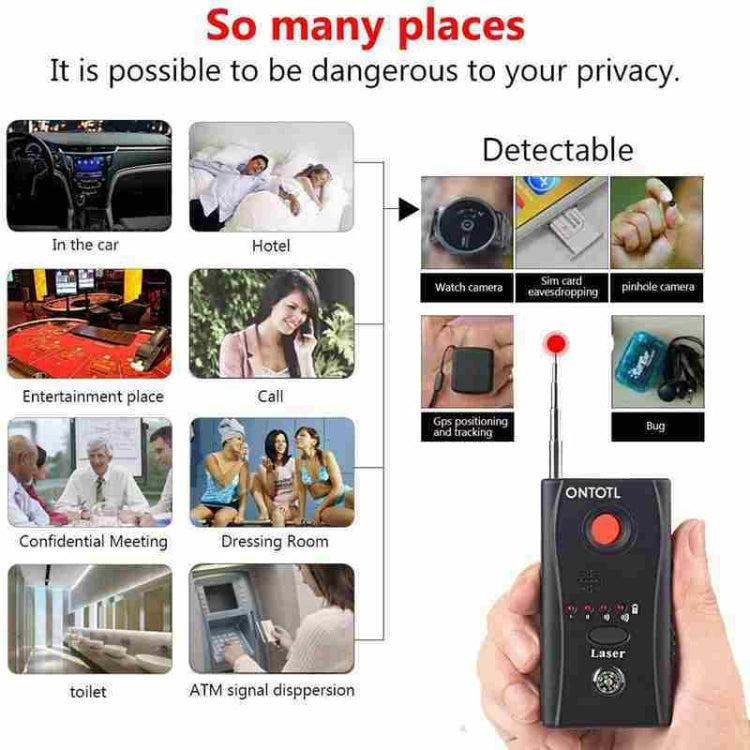 CC308 Full Range Camera Laser  Detector  Mini Wireless Camera Signal GSM Device Finder - Security by buy2fix | Online Shopping UK | buy2fix