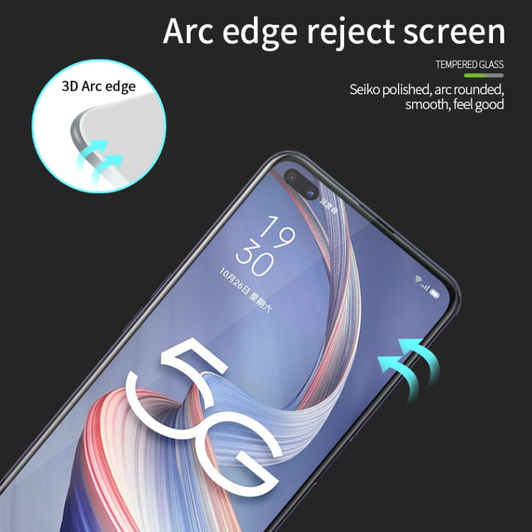 For OPPO A92S PINWUYO 9H 3D Curved Full Screen Explosion-proof Tempered Glass Film(Black) - OPPO Tempered Glass by PINWUYO | Online Shopping UK | buy2fix