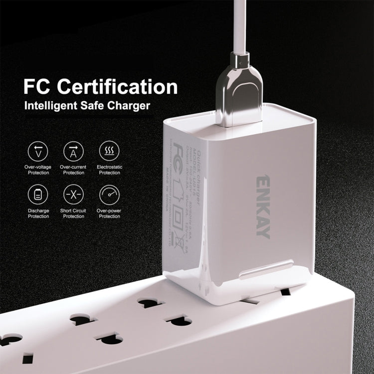 ENKAY Hat-Prince U008-1 10.5W 2.1A Dual USB Charging US Plug Travel Power Adapter With 2.1A 1m Type-C Cable - USB Charger by ENKAY | Online Shopping UK | buy2fix