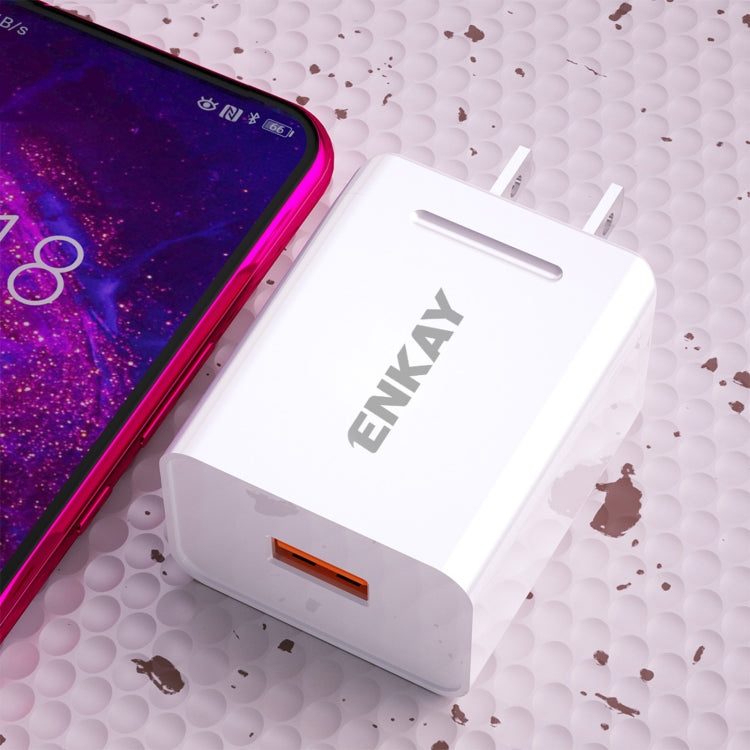 ENKAY Hat-Prince U036 18W 3A QC3.0 Fast Charging Power Adapter US Plug Portable Travel Charger With 3A 1m Type-C Cable - USB Charger by ENKAY | Online Shopping UK | buy2fix