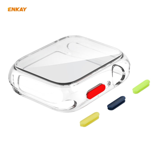 ENKAY Hat-prince Full Coverage TPU Case + Tempered Glass Protector for Apple Watch Series 6 / 5 / 4 / SE 44mm(Transparent) - Watch Cases by ENKAY | Online Shopping UK | buy2fix