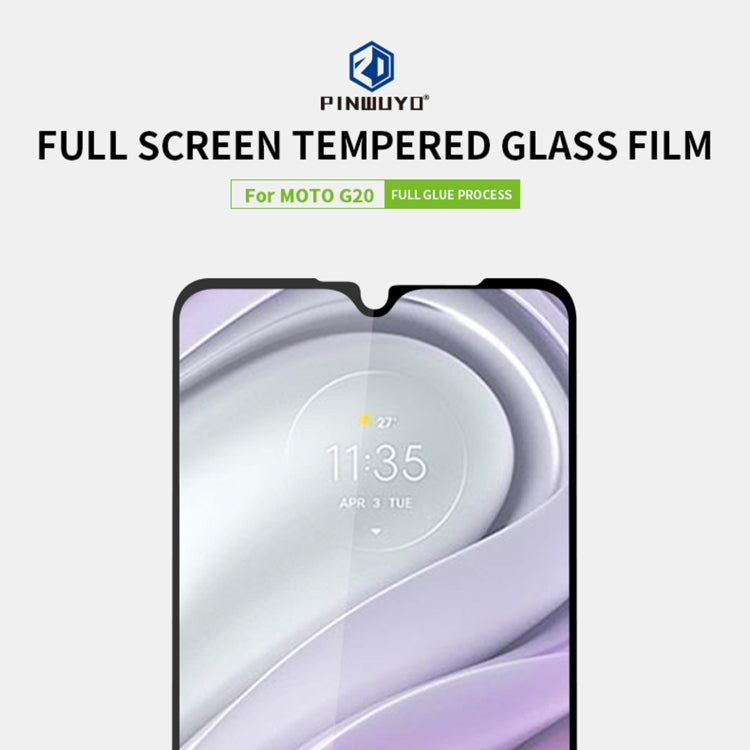 For Motorola Moto G20 PINWUYO 9H 2.5D Full Screen Tempered Glass Film(Black) - Motorola Tempered Glass by PINWUYO | Online Shopping UK | buy2fix