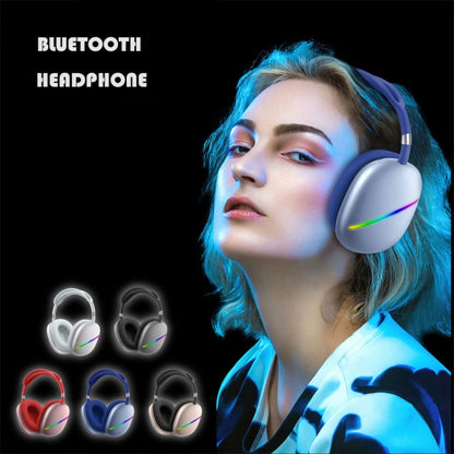 AKZ MAX10 Head-mounted RGB Wireless Bluetooth Music Headset With Microphone, Supports TF Card(Black) - Headset & Headphone by buy2fix | Online Shopping UK | buy2fix