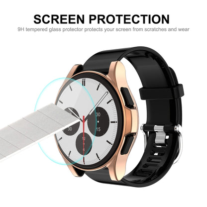 For Samsung Galaxy Watch4 Classic 46mm ENKAY Hat-Prince Full Coverage Electroplate Soft Case TPU HD Clear Cover + Tempered Glass Protector(Silver) - Watch Cases by ENKAY | Online Shopping UK | buy2fix