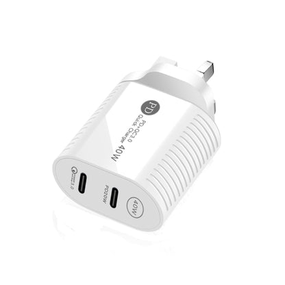 40W Dual Port PD / Type-C Fast Charger for iPhone / iPad Series, UK Plug(White) - USB Charger by buy2fix | Online Shopping UK | buy2fix