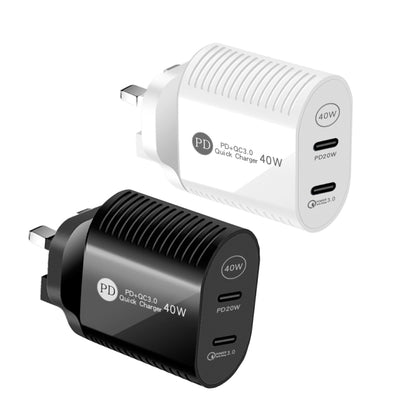 40W Dual Port PD / Type-C Fast Charger for iPhone / iPad Series, UK Plug(White) - USB Charger by buy2fix | Online Shopping UK | buy2fix