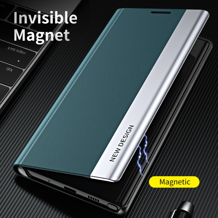 For Xiaomi Redmi Note 10 Pro / Note 10 Pro Max Side Electroplated Magnetic Ultra-Thin Horizontal Flip Leather Case with Holder(Green) - Xiaomi Accessories by buy2fix | Online Shopping UK | buy2fix
