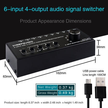 6 In 4 Out RCA Audio Switcher Signal Selector Distribute Device Switch Control - Consumer Electronics by buy2fix | Online Shopping UK | buy2fix