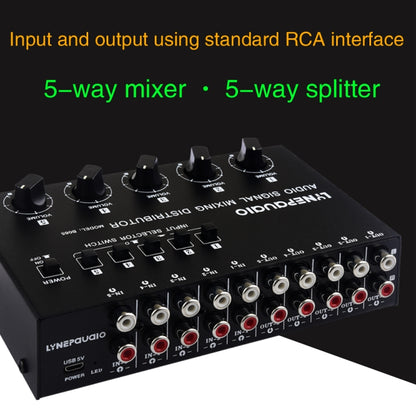 5 In 5 Out Audio Signal Selector Sound Mixing Distribute Device Input Independent Switch - Consumer Electronics by buy2fix | Online Shopping UK | buy2fix