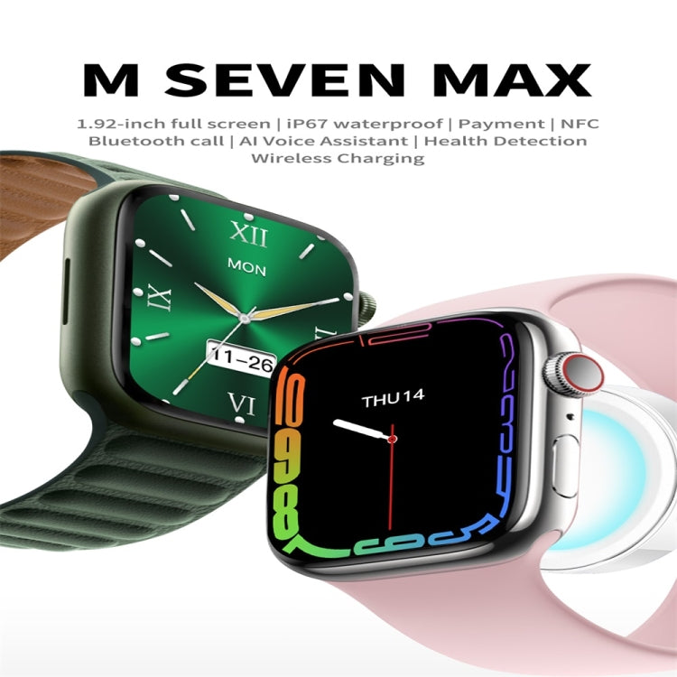 M SEVEN MAX 1.92 inch Silicone Watchband Color Screen Smart Watch(Red) - Smart Wear by buy2fix | Online Shopping UK | buy2fix