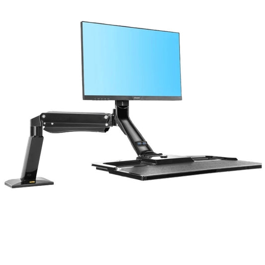 NORTH BAYOU NB40 Ergonomic Height Adjust Computer Stand Workstation 22-32 Inch Monitor Mount Bracket with Keyboard Plate Desk Stand - Computer & Networking by buy2fix | Online Shopping UK | buy2fix