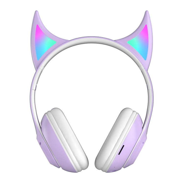 STN25 Devil Ear RGB Light Wireless Music Headset For Children with Mic(Purple) - Apple Accessories by buy2fix | Online Shopping UK | buy2fix