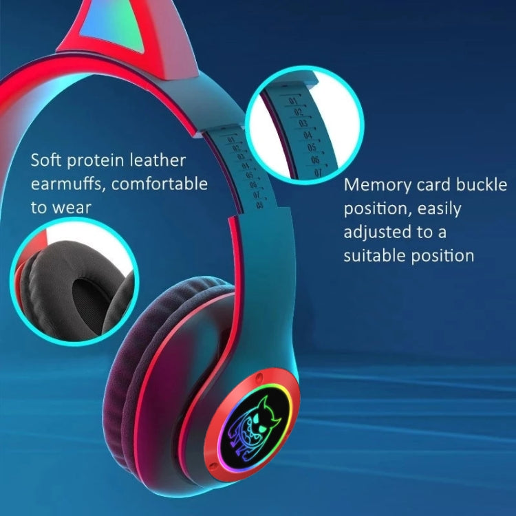 STN25 Devil Ear RGB Light Wireless Music Headset For Children with Mic(Blue) - Apple Accessories by buy2fix | Online Shopping UK | buy2fix