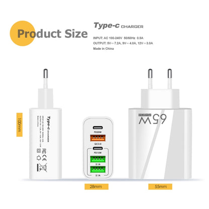 65W Dual PD Type-C + 3 x USB Multi Port Charger for Phone and Tablet PC, US Plug(White) - Apple Accessories by buy2fix | Online Shopping UK | buy2fix