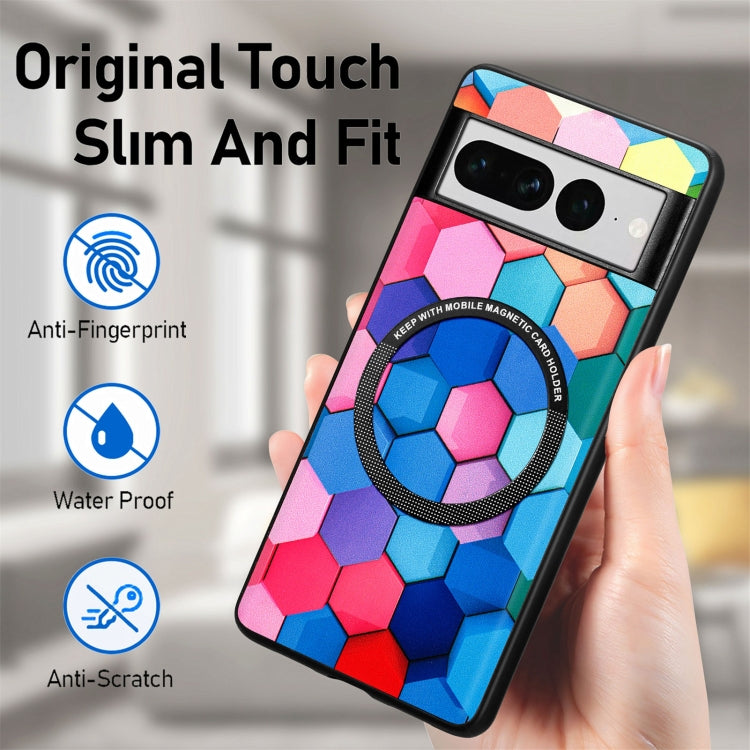For Google Pixel 7 Pro Colored Drawing Leather Back Cover Magsafe Phone Case(Rhombus) - Google Cases by buy2fix | Online Shopping UK | buy2fix