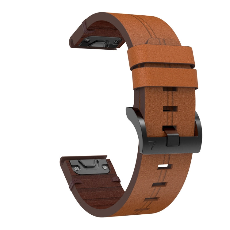 For Garmin Fenix 5S 20mm Leather Steel Buckle Watch Band(Brown) - Watch Bands by buy2fix | Online Shopping UK | buy2fix