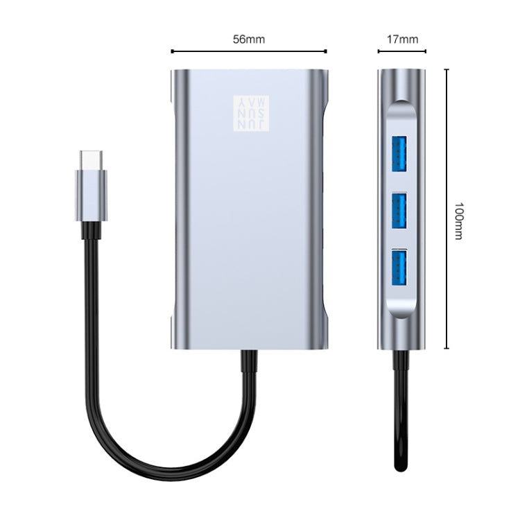 JUNSUNMAY 7 in 1 Type-C to 4K HDMI / VGA / Ethernet Docking Station Adapter USB-C Hub - USB HUB by JUNSUNMAY | Online Shopping UK | buy2fix