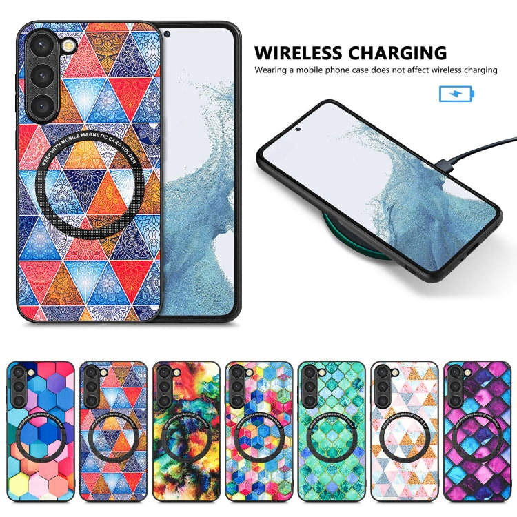 For Samsung Galaxy S23+ 5G Colored Drawing Leather Back Cover Magsafe Phone Case(Rhombus) - Galaxy S23+ 5G Cases by buy2fix | Online Shopping UK | buy2fix