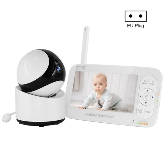DY55A Built-in Lullabies Video Babyphone 5 inch Screen Digital Wireless Baby Monitor Camera(EU Plug) - Security by buy2fix | Online Shopping UK | buy2fix
