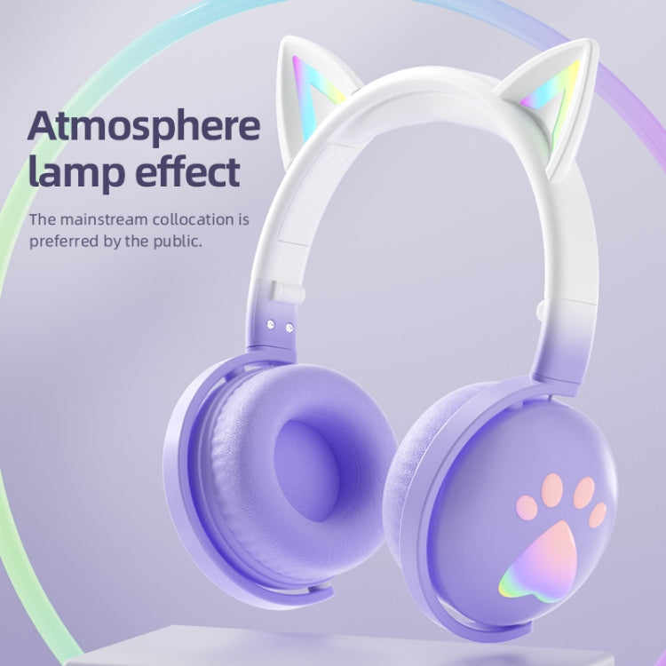 KE28 RGB Cute Cat Ears Bluetooth Wireless Music Headset with Detachable Mic(Blue) - Apple Accessories by buy2fix | Online Shopping UK | buy2fix