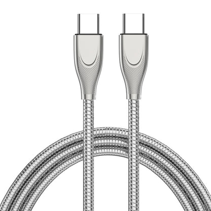 ENKAY ENK-CB130 2m PD100W Type-C to Type-C Carbon Steel Hose Spring Fast Charging Data Cable with E-Marker Chip(Silver) -  by ENKAY | Online Shopping UK | buy2fix