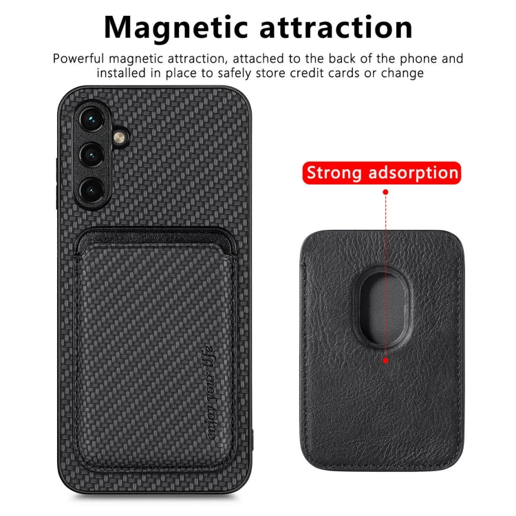 For Samsung Galaxy A54 5G Carbon Fiber Leather Card Magsafe Magnetic Phone Case(Black) - Galaxy Phone Cases by buy2fix | Online Shopping UK | buy2fix