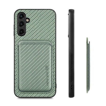 For Samsung Galaxy A34 5G Carbon Fiber Leather Card Magsafe Magnetic Phone Case(Green) - Galaxy Phone Cases by buy2fix | Online Shopping UK | buy2fix