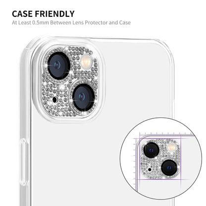 For iPhone 14 / 14 Plus ENKAY Hat-Prince Blink Diamond Camera Lens Aluminium Alloy Tempered Glass Film(Silver) - iPhone 14 Tempered Glass by ENKAY | Online Shopping UK | buy2fix