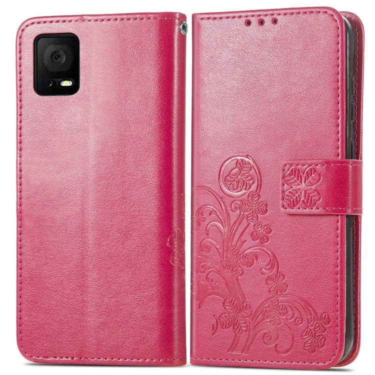 For TCL 405 Four-leaf Clasp Embossed Buckle Leather Phone Case(Rose) - More Brand by buy2fix | Online Shopping UK | buy2fix