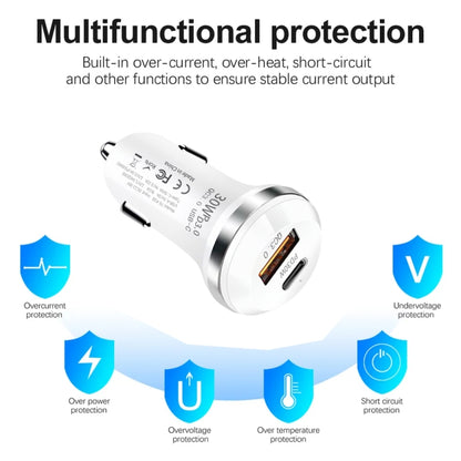 P28 USB-C PD30W + QC3.0 18W USB Dual Port Car Charger(White) - Car Charger by buy2fix | Online Shopping UK | buy2fix