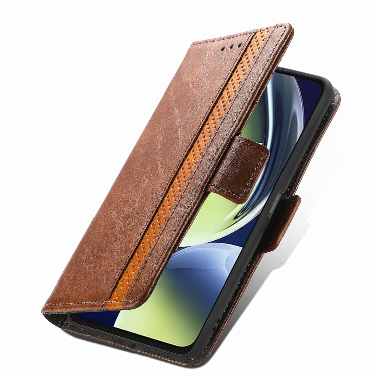 For OnePlus Nord CE 3 Lite CaseNeo Splicing Dual Magnetic Buckle Leather Phone Case(Brown) - OnePlus Cases by buy2fix | Online Shopping UK | buy2fix