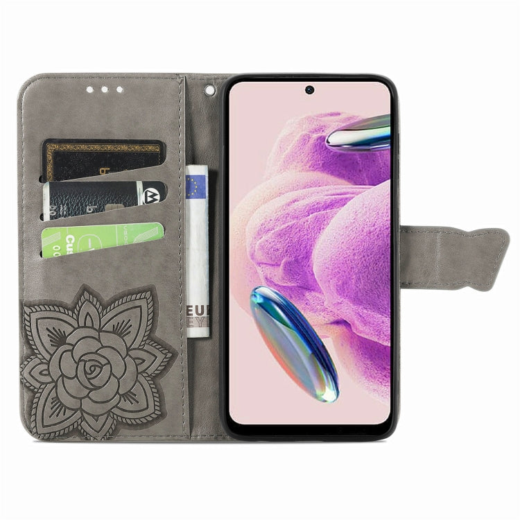 For Xiaomi Redmi Note 12S Butterfly Love Flower Embossed Leather Phone Case(Gray) - Xiaomi Cases by buy2fix | Online Shopping UK | buy2fix
