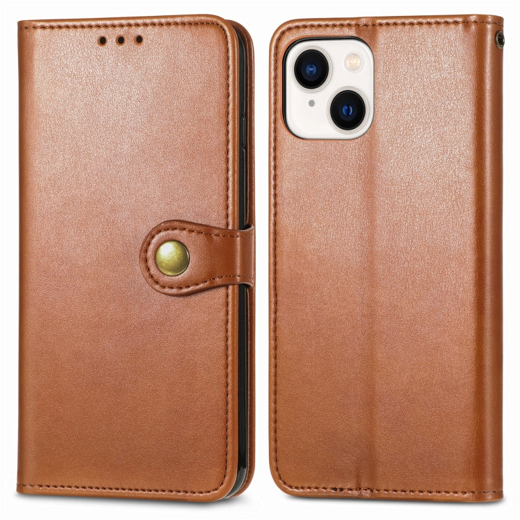 For iPhone 15 Retro Solid Color Buckle Leather Phone Case(Brown) - iPhone 15 Cases by buy2fix | Online Shopping UK | buy2fix