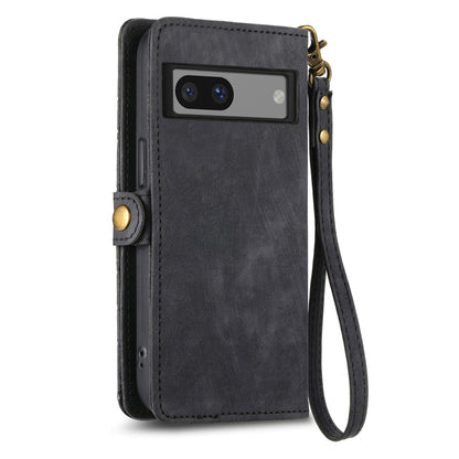 For Google Pixel 7 Pro Geometric Zipper Wallet Side Buckle Leather Phone Case(Black) - Google Cases by buy2fix | Online Shopping UK | buy2fix