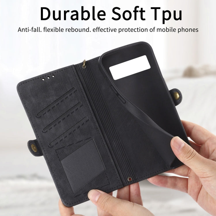 For Google Pixel 7 Pro Geometric Zipper Wallet Side Buckle Leather Phone Case(Black) - Google Cases by buy2fix | Online Shopping UK | buy2fix