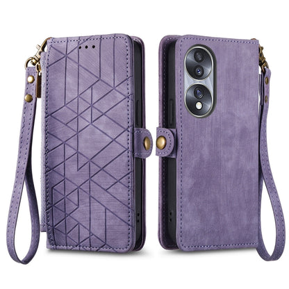 For Honor 50 SE Geometric Zipper Wallet Side Buckle Leather Phone Case(Purple) - Honor Cases by buy2fix | Online Shopping UK | buy2fix