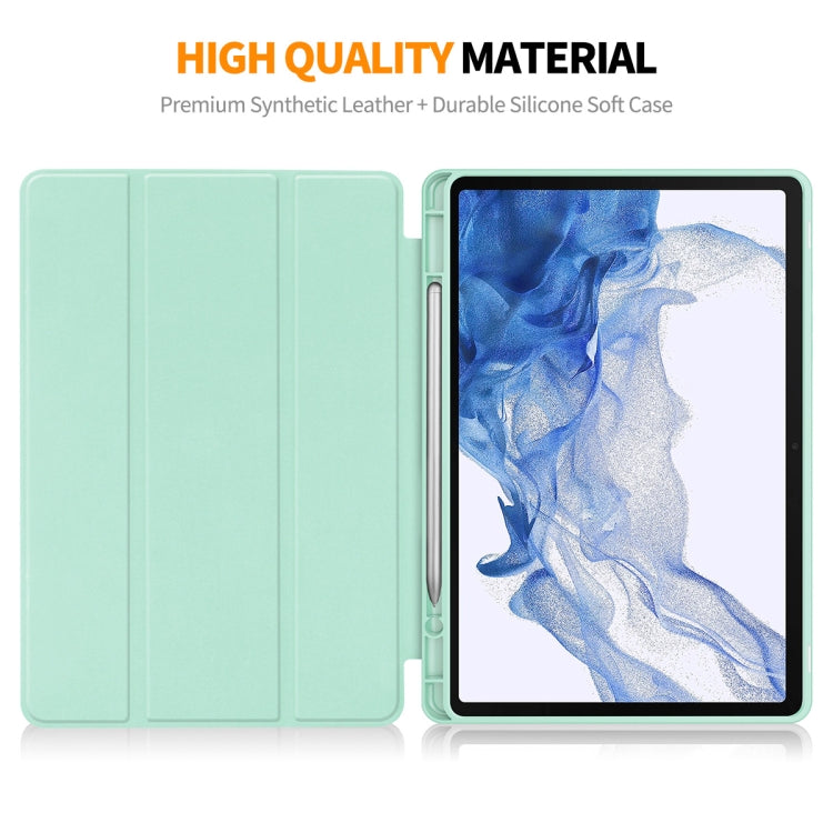 For Samsung Galaxy Tab S9 ENKAY Tri-fold Custer Leather TPU Bottom Smart Case with Pen Slot(Light Blue) - Galaxy Tab S9 Cases by ENKAY | Online Shopping UK | buy2fix