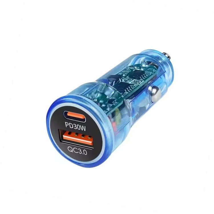 P35 48W PD30W+QC3.0 18W USB Transparent Car Quick Charge(Transparent Blue) - Car Charger by buy2fix | Online Shopping UK | buy2fix