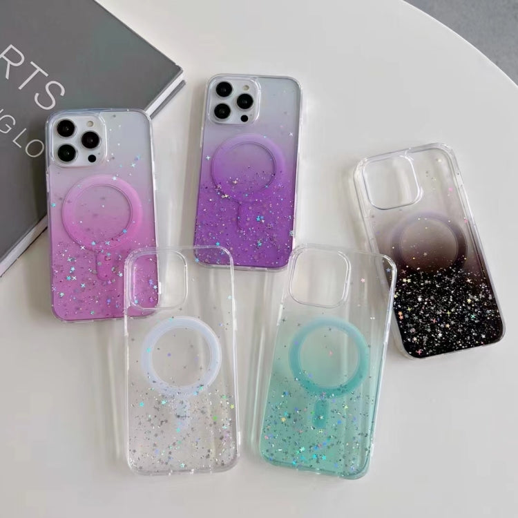 For iPhone 12 MagSafe Glitter Hybrid Clear TPU Phone Case(Purple) - iPhone 12 / 12 Pro Cases by buy2fix | Online Shopping UK | buy2fix