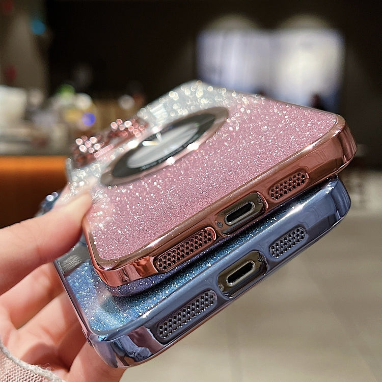 For iPhone 14 MagSafe Gradient Glitter Electroplating TPU Phone Case(Silvery) - iPhone 14 Cases by buy2fix | Online Shopping UK | buy2fix