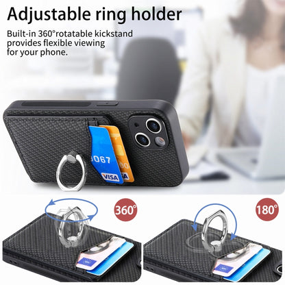 For iPhone 15 Pro Max Carbon Fiber Card Wallet Ring Holder Phone Case(Black) - iPhone 15 Pro Max Cases by buy2fix | Online Shopping UK | buy2fix