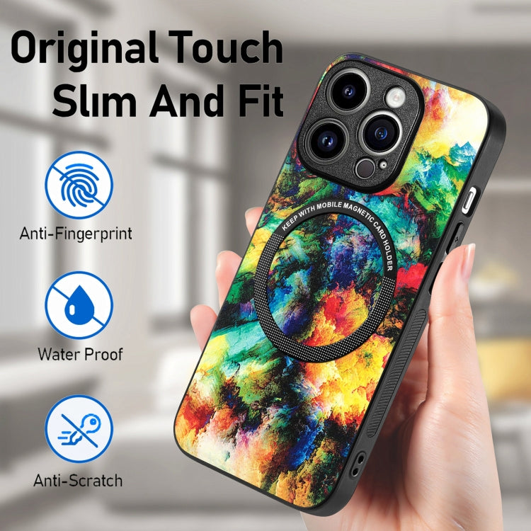 For iPhone 15 Pro Max Colored Drawing Leather Back Phone Case(Colorful Cloud) - iPhone 15 Pro Max Cases by buy2fix | Online Shopping UK | buy2fix